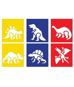 Stencil Dinosauri - Dimensioni cm. 14x15 confezione formata da 6 pezzi
