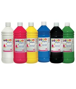 Tempera pronta Deco - Bottiglia da 500ml - Confezione composta da 6 bottiglie in colori assortiti