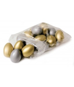 Uova in plastica Colore Oro e Argento  cm 6,5 - 24 pezzi